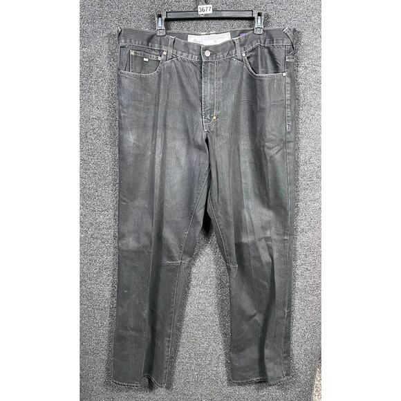 Akoo Jeans Faded Denim Dark Wash Crisp Straight Leg Baggy Jeans Size 40 Black - Picture 1 of 16